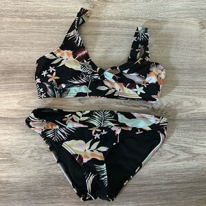Flower print kids swimsuit